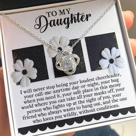 Gift for Daughter - Loudest Cheerleader - Love Knot Pendant Necklace - Mallard Moon Gift Shop
