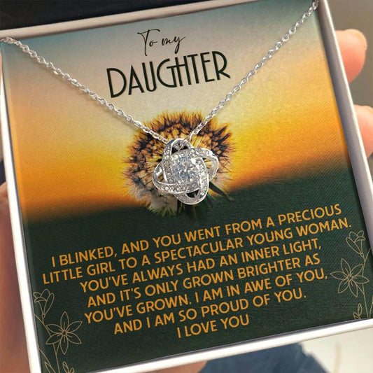 Daughter - Grown Brighter - Love Knot Pendant Necklace - Mallard Moon Gift Shop