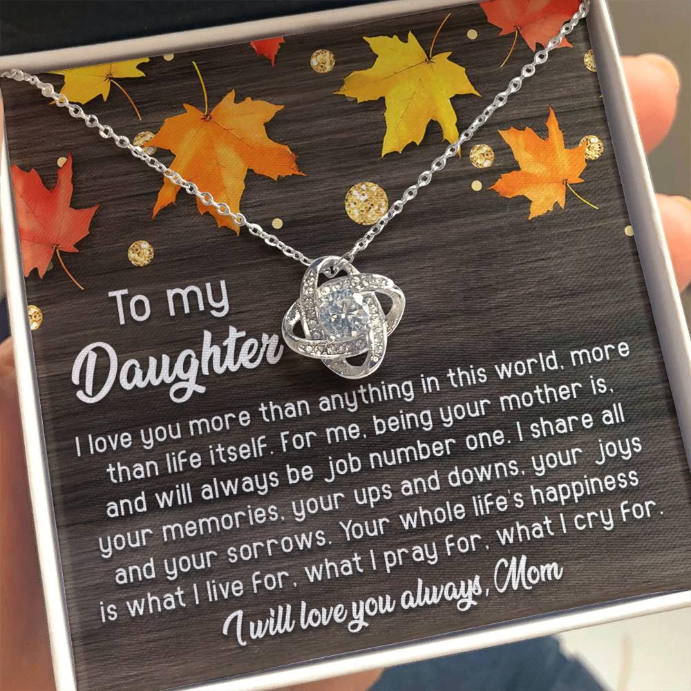 Daughter - Job Number One - Love Knot Pendant Necklace - Mallard Moon Gift Shop