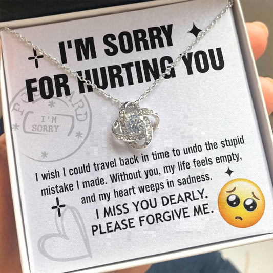 Apology Gift for Girlfriend, Wife, Soulmate - Sorry, Travel Back - Love Knot Pendant Necklace - Mallard Moon Gift Shop