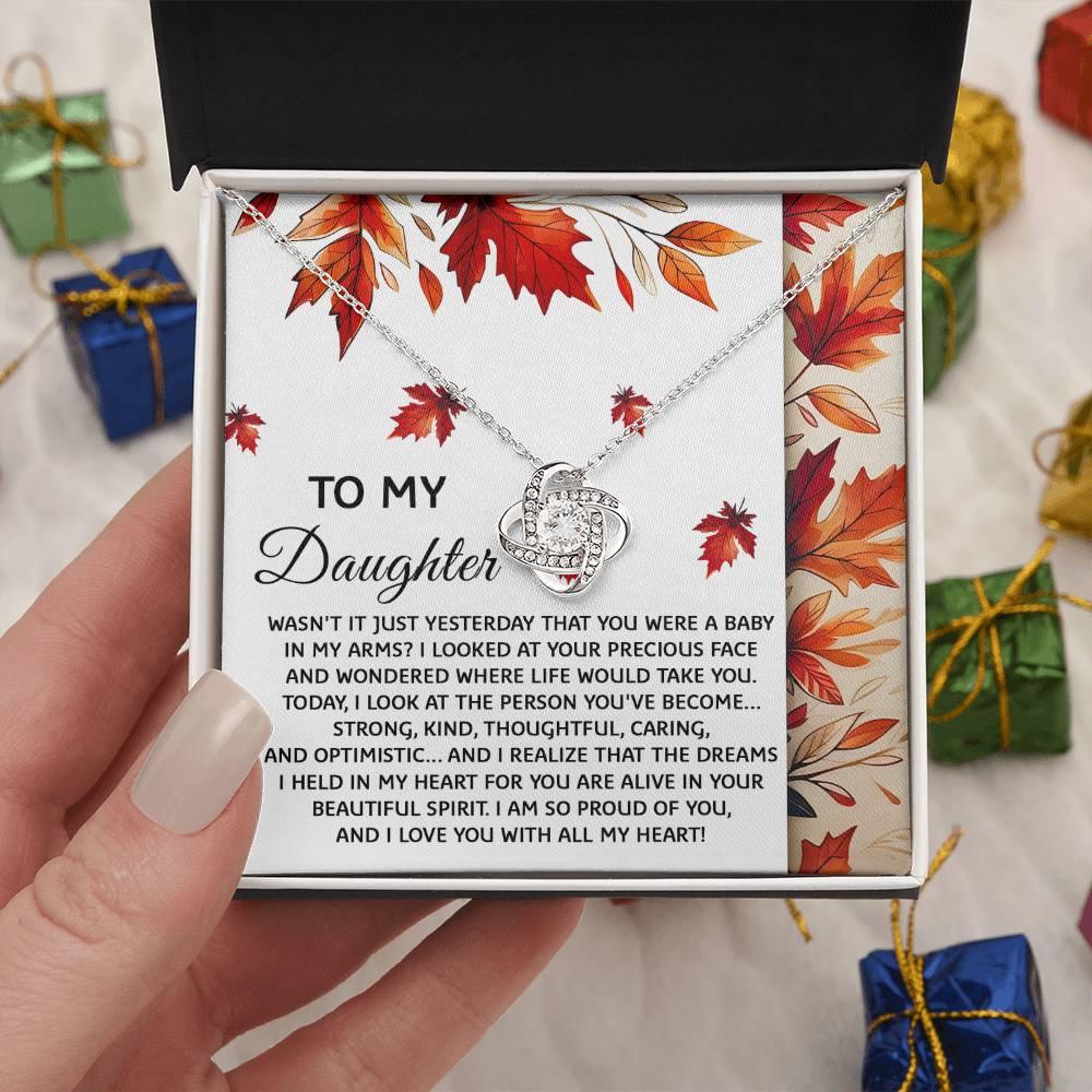 Daughter - You Were A Baby - Love Knot Pendant Necklace - Mallard Moon Gift Shop
