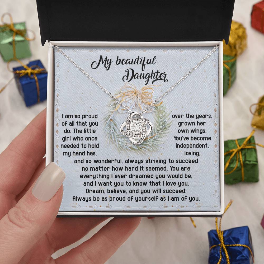 Gift for Daughter - Proud Of Yourself - Love Knot Pendant Necklace - Mallard Moon Gift Shop