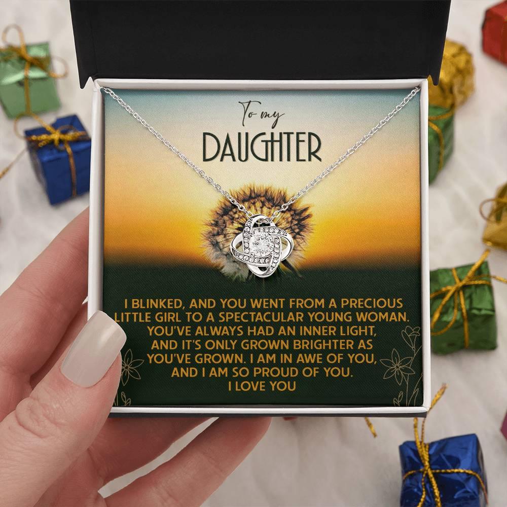Daughter - Grown Brighter - Love Knot Pendant Necklace - Mallard Moon Gift Shop