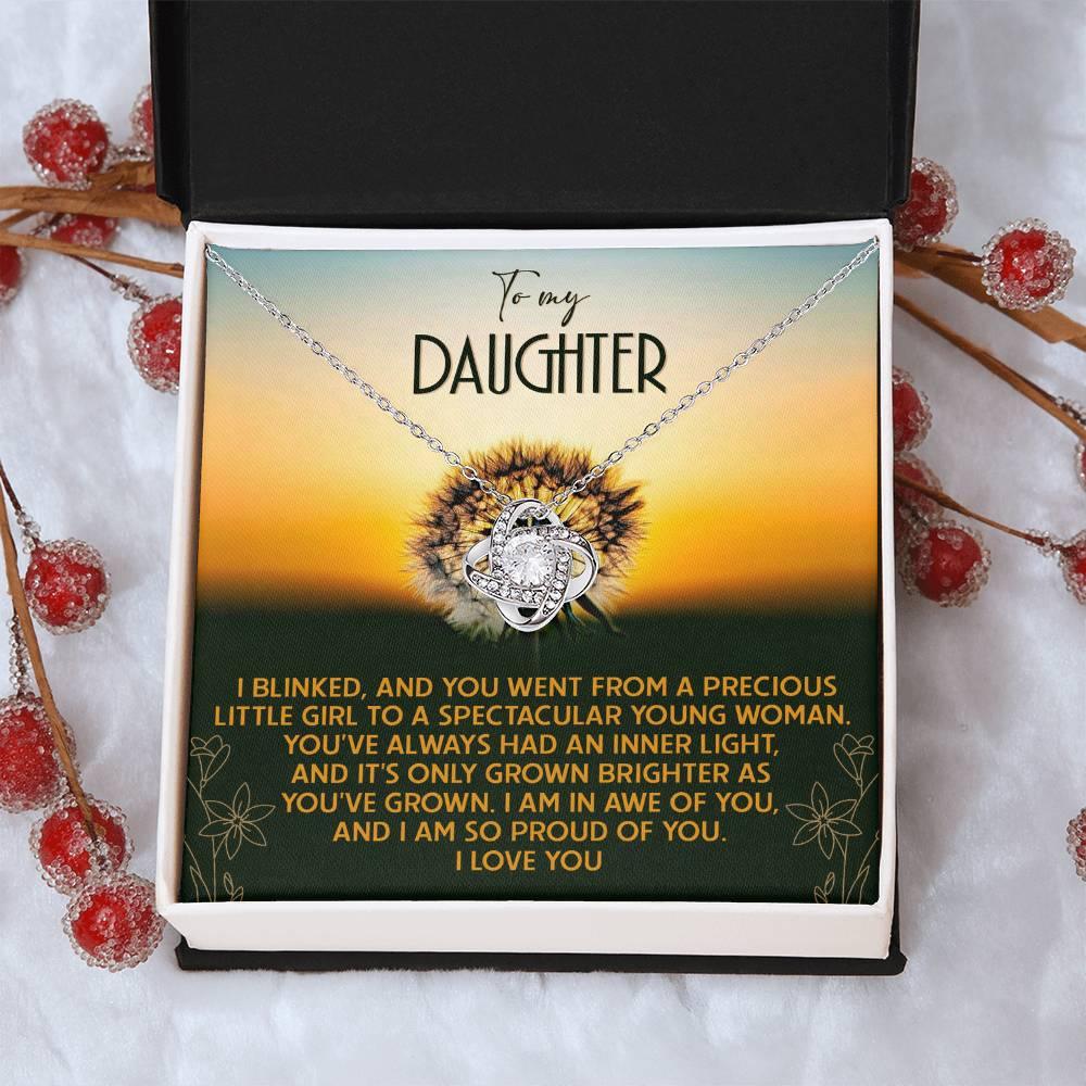 Daughter - Grown Brighter - Love Knot Pendant Necklace - Mallard Moon Gift Shop