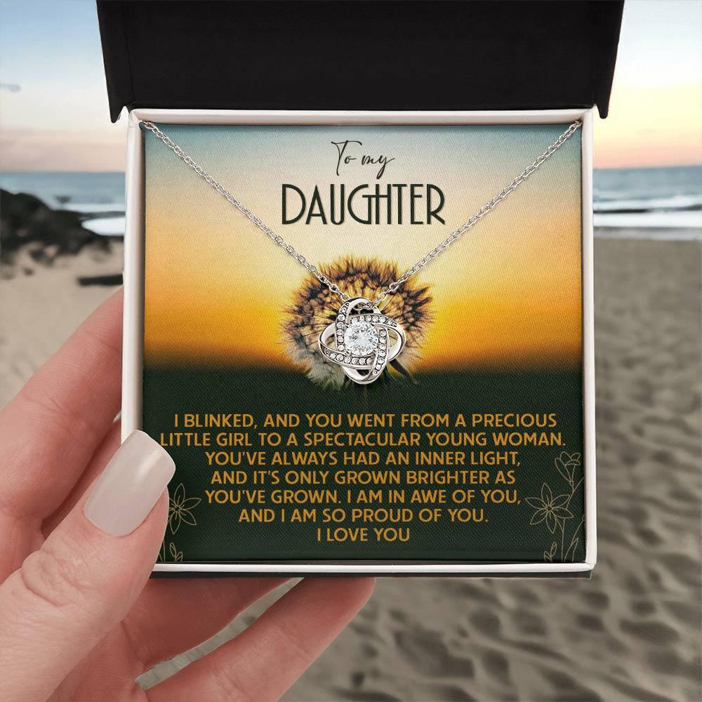 Daughter - Grown Brighter - Love Knot Pendant Necklace - Mallard Moon Gift Shop