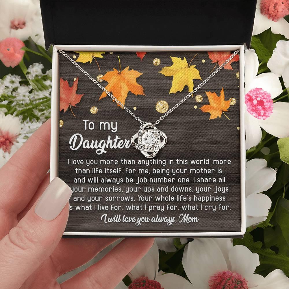 Daughter - Job Number One - Love Knot Pendant Necklace - Mallard Moon Gift Shop