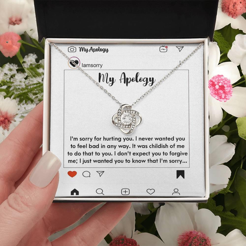 Gift for Girlfriend, Wife - Sorry, My Apology - Love Knot Pendant Necklace - Mallard Moon Gift Shop