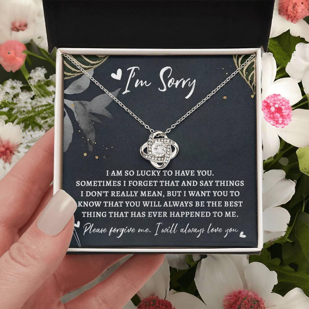 Apology Gift for Girlfriend, Wife, Soulmate - Sorry, The Best Thing - Love Knot Pendant Necklace - Mallard Moon Gift Shop