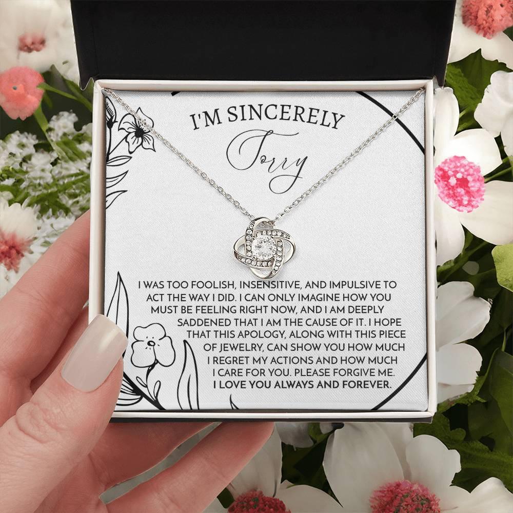 Apology Gift for Girlfriend, Wife, Soulmate -Sorry, Care For You - Love Knot Pendant Necklace - Mallard Moon Gift Shop