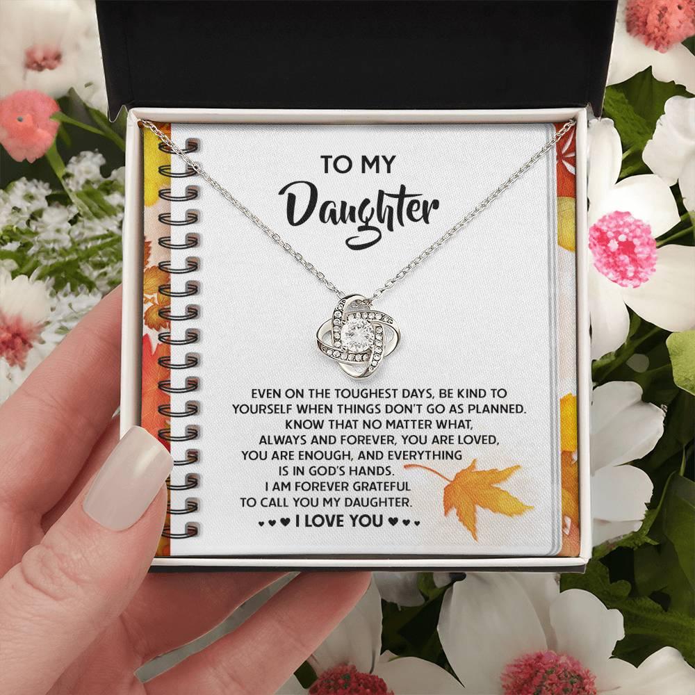 Daughter - In God's Hands - Love Knot Pendant Necklace - Mallard Moon Gift Shop