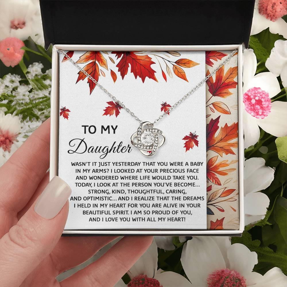 Daughter - You Were A Baby - Love Knot Pendant Necklace - Mallard Moon Gift Shop
