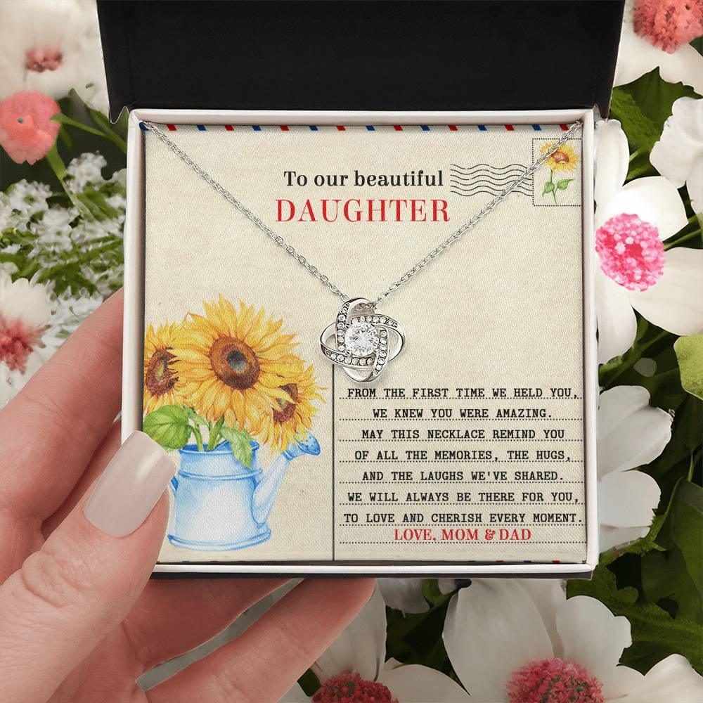 Daughter - The First Time - Love Knot Pendant Necklace - Mallard Moon Gift Shop
