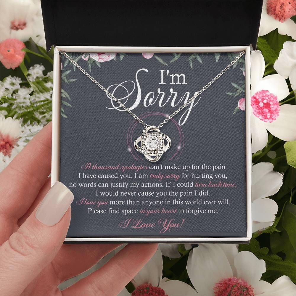 Apology Gift for Girlfriend, Wife, Soulmate - Sorry, World Ever Will - Love Knot Pendant Necklace - Mallard Moon Gift Shop