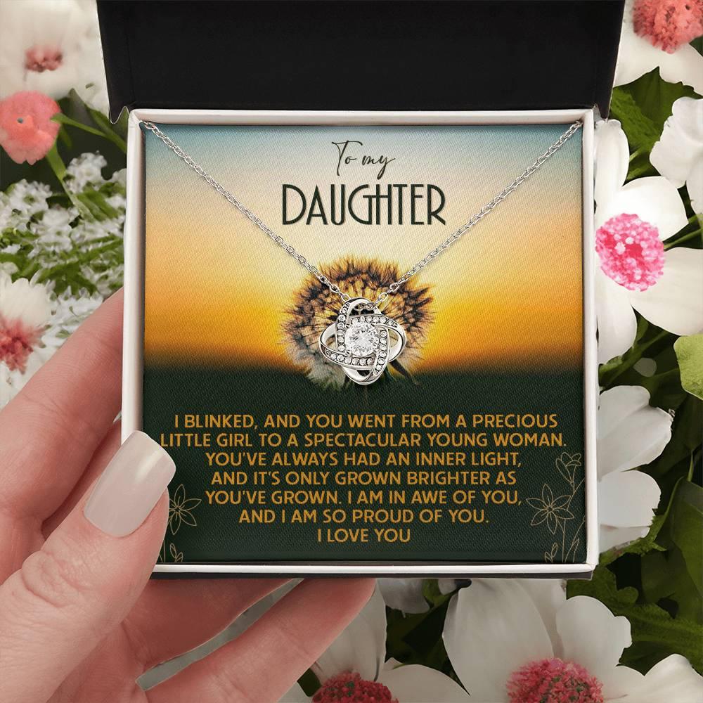 Daughter - Grown Brighter - Love Knot Pendant Necklace - Mallard Moon Gift Shop