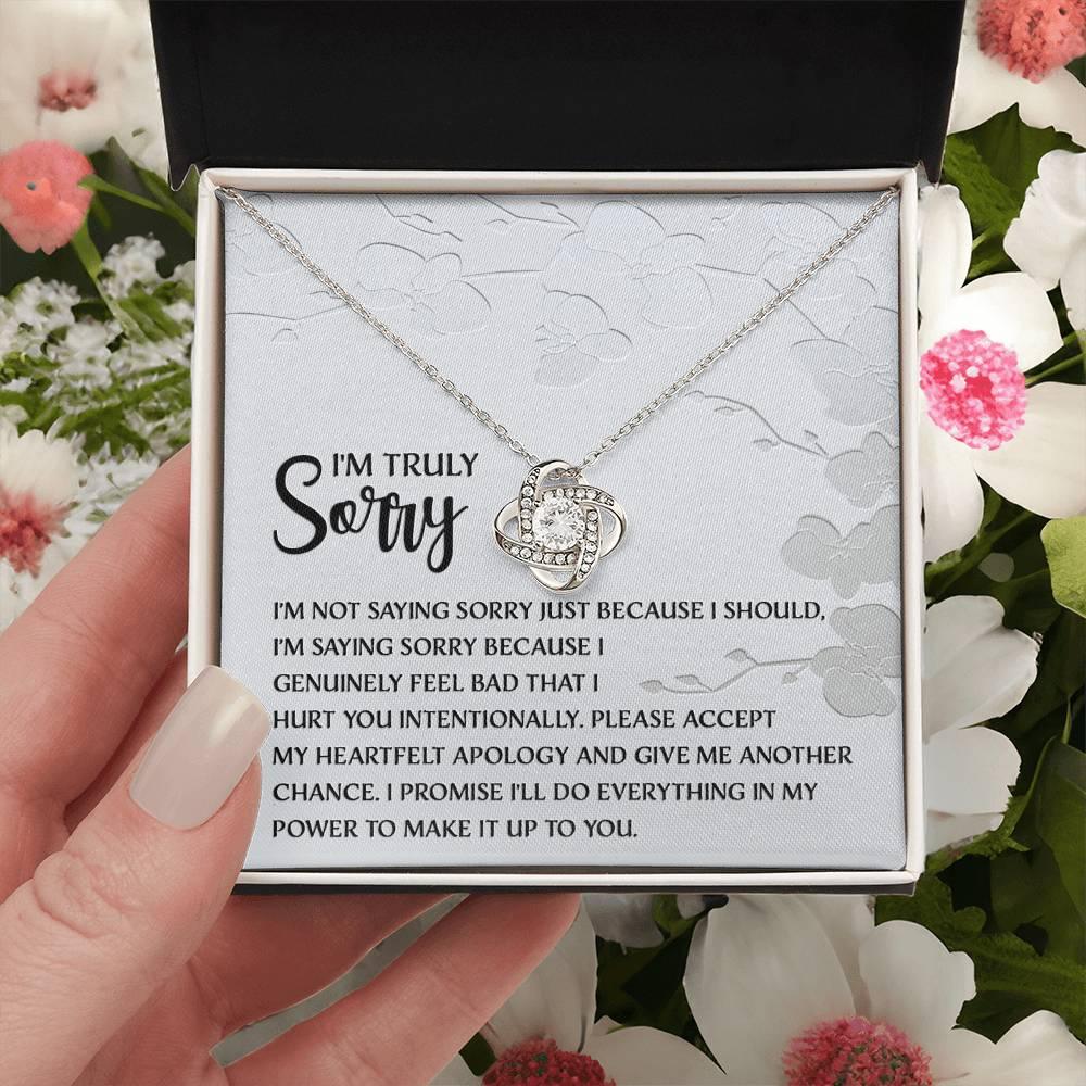 Apology Gift for Girlfriend, Wife, Soulmate - Sorry, Feel Bad - Love Knot Pendant Necklace - Mallard Moon Gift Shop