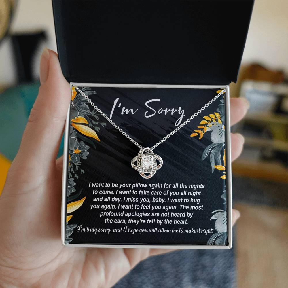Gift for Girlfriend, Wife - Sorry, Be Your Pillow - Love Knot Pendant Necklace - Mallard Moon Gift Shop