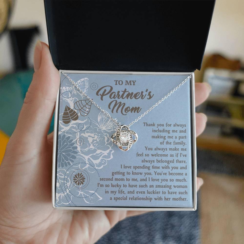 To My Partner's Mom You Make Me Feel Welcomed Love Knot Pendant Necklace - Mallard Moon Gift Shop