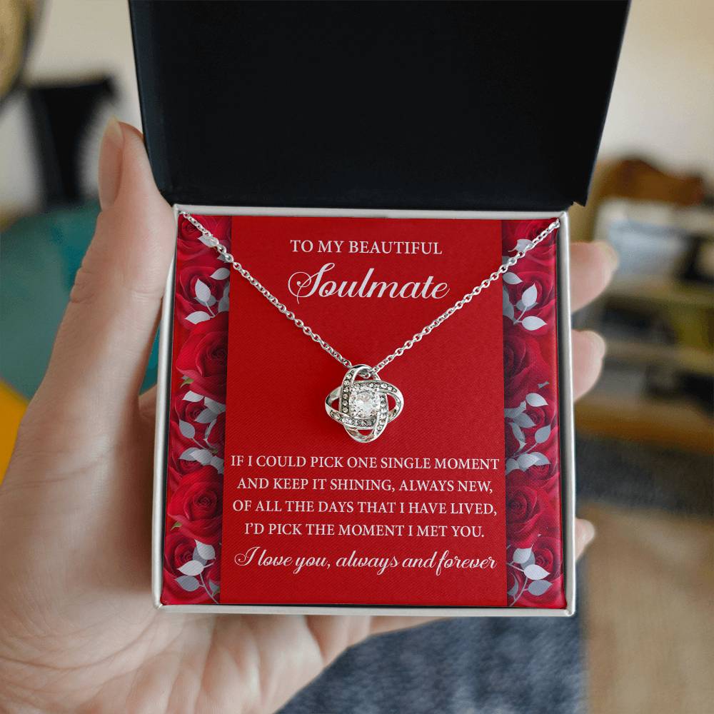 Romantic Anniversary, Valentine's Day Gift for Soulmate, Wife, Girlfriend - The Moment I Met You - Love Knot Pendant Necklace - Mallard Moon Gift Shop
