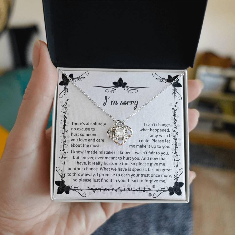 Apology - I'm Sorry, No Excuse, Another Chance - Love Knot Pendant Necklace - Mallard Moon Gift Shop