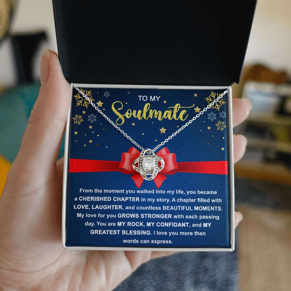 To My Soulmate - My Rock, My Confidant, My Greatest Blessing - Love Knot Pendant Necklace - Mallard Moon Gift Shop