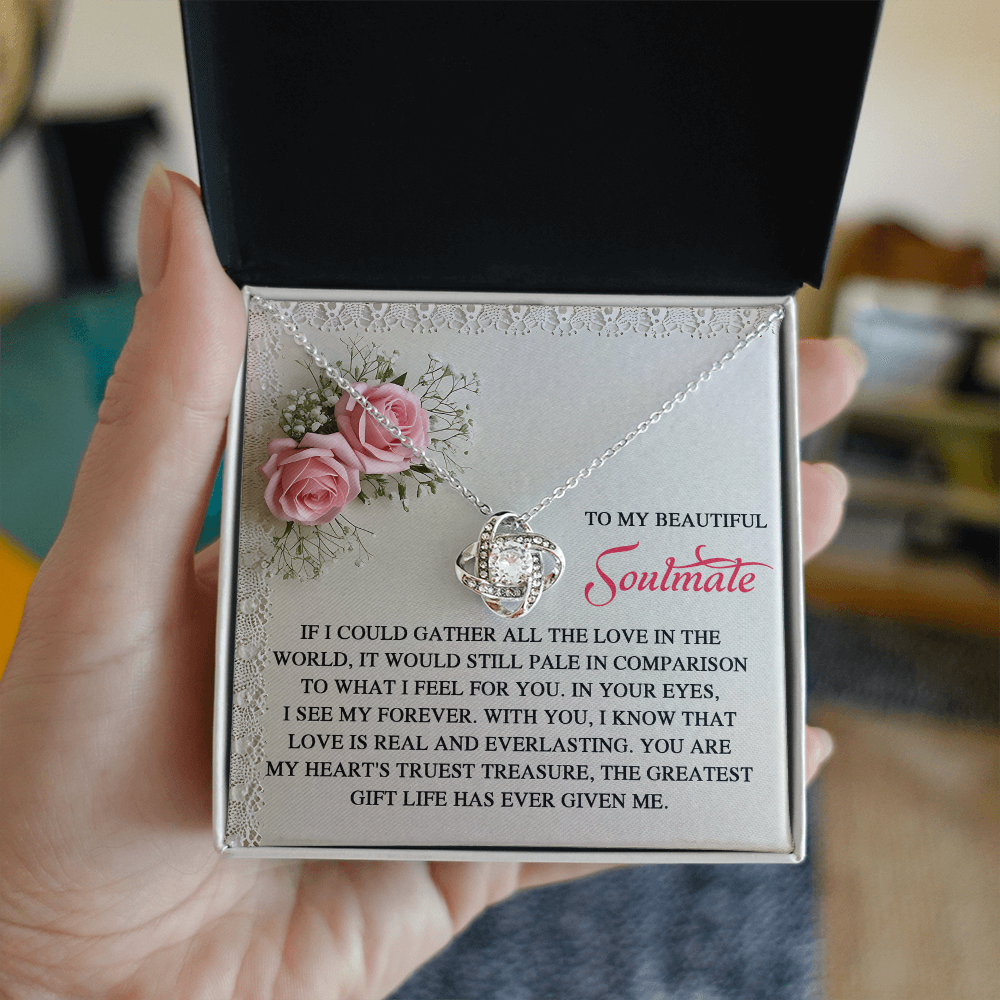 To My Soulmate: Romantic Love Knot Necklace with Sentimental Message - Mallard Moon Gift Shop