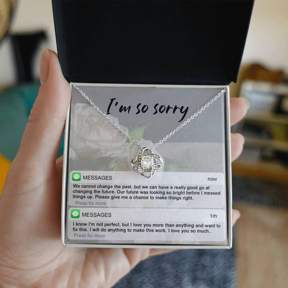 Gift for Girlfriend, Wife - Sorry, I'm Not Perfect - Love Knot Pendant Necklace - Mallard Moon Gift Shop