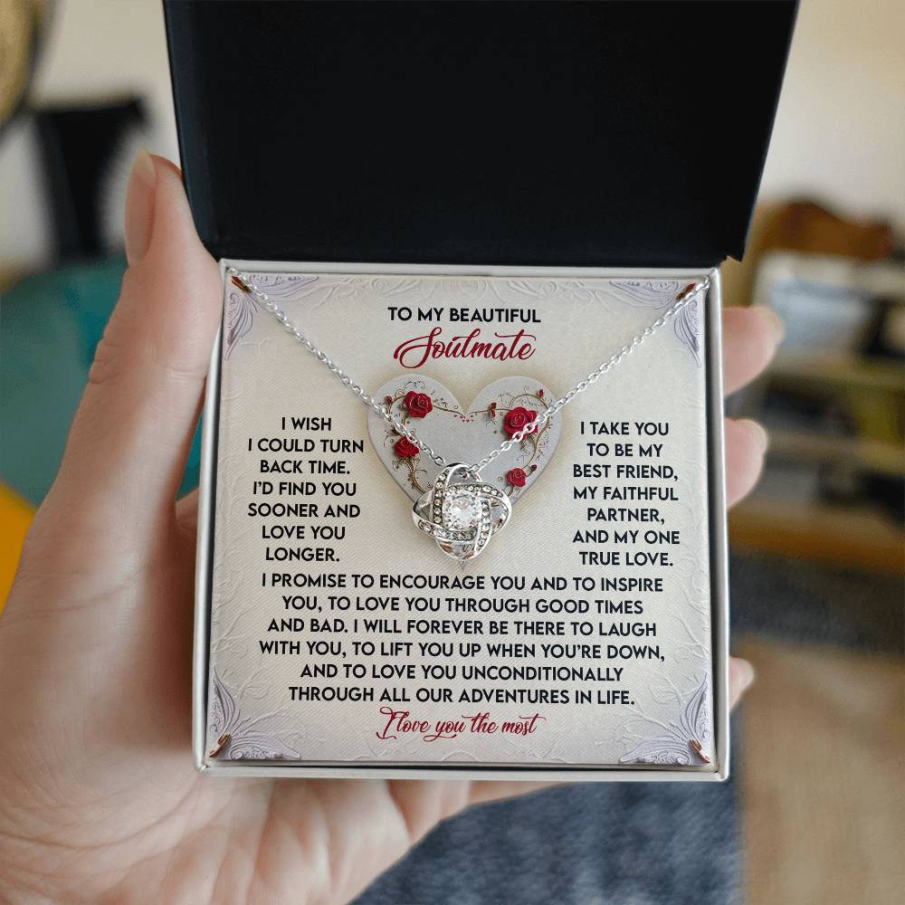 Romantic Anniversary, Valentine's Day Gift for Soulmate, Wife, Girlfriend - Laugh With You - Love Knot Pendant Necklace - Mallard Moon Gift Shop
