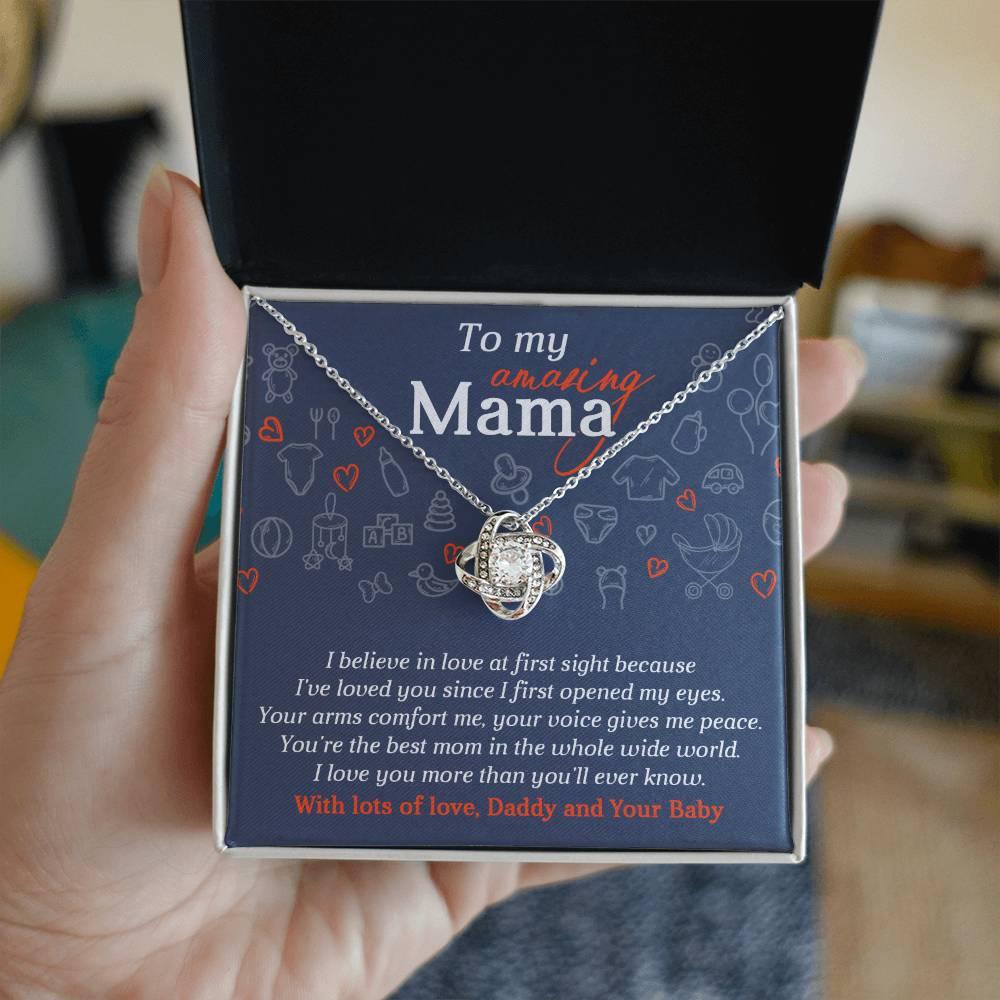 Mom To Be-At First Sight To My Mom - Love Knot Necklace - Mallard Moon Gift Shop