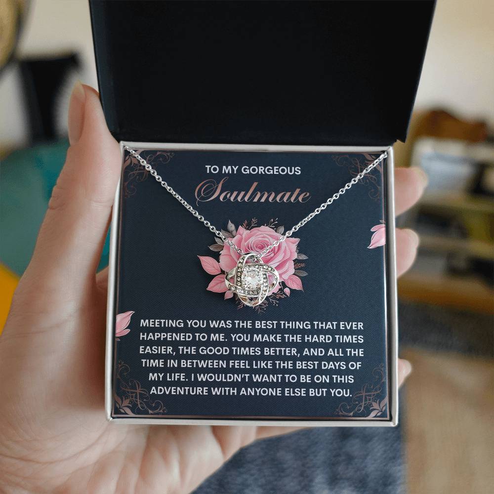To My Gorgeous Soulmate - Love Knot Necklace – A Romantic Valentine’s Gift to Celebrate Your Beautiful Journey Together - Mallard Moon Gift Shop