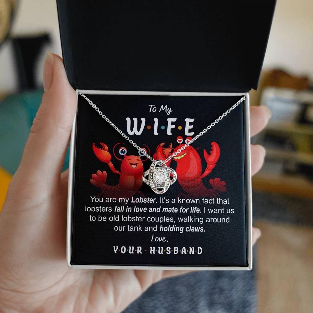 To My Wife - Old Lobster Couples Love Knot Pendant Necklace - Mallard Moon Gift Shop