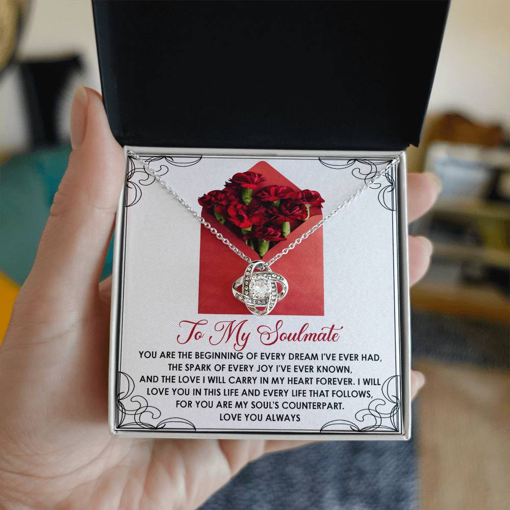 Romantic Anniversary, Valentine's Day Gift for Soulmate, Wife, Girlfriend - Carry In My Heart Forever - Love Knot Pendant Necklace - Mallard Moon Gift Shop