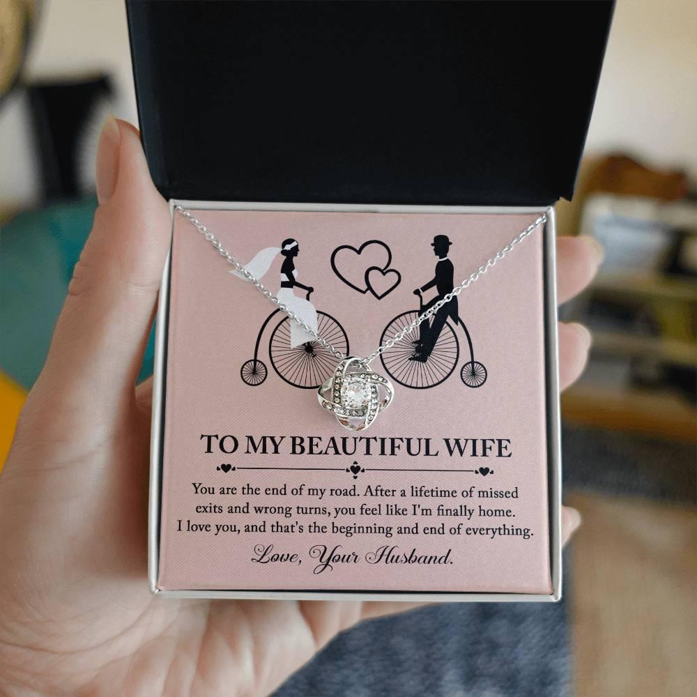 Wife Wedding Day Gift - I'm Finally Home Love Knot Pendant Necklace - Mallard Moon Gift Shop