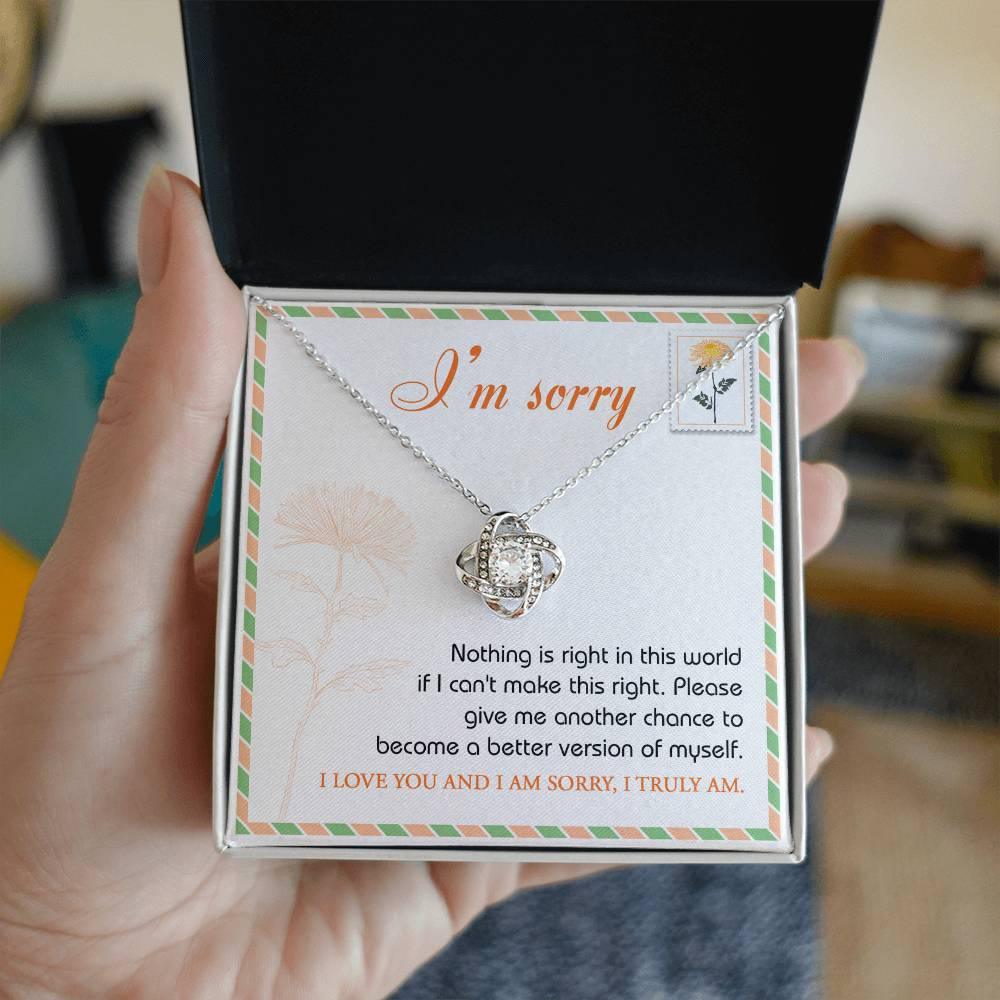 Gift for Girlfriend, Wife-Sorry, Another Chance-Love Knot Pendant Necklace - Mallard Moon Gift Shop