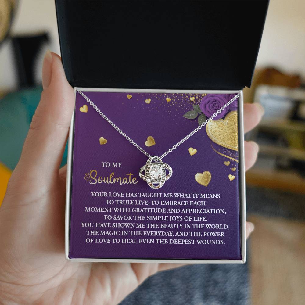 To My Soulmate" Love Knot Necklace – A Beautiful Valentine’s Day Gift Celebrating Love, Joy, and Healing - Mallard Moon Gift Shop