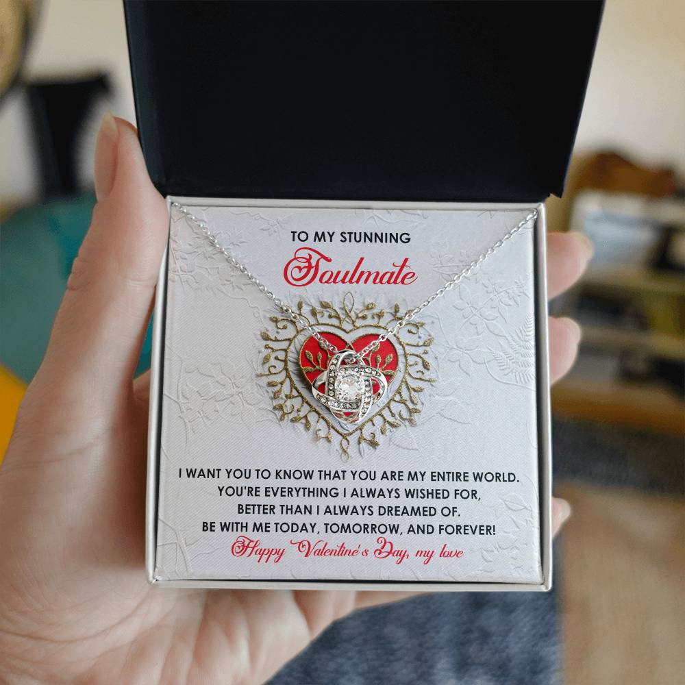 Romantic Valentine's Day Gift for Soulmate, Wife, Girlfriend -You Are My Entire World - Love Knot Pendant Necklacee - Mallard Moon Gift Shop
