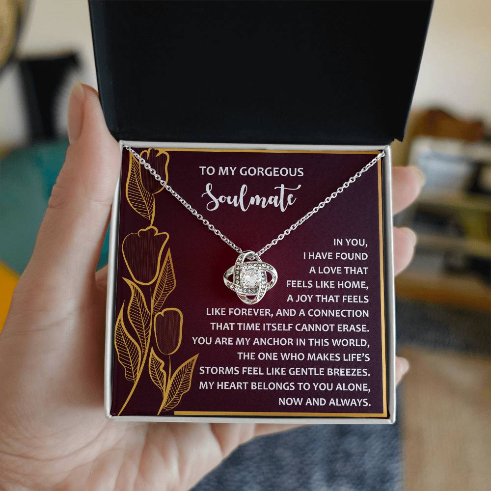 Romantic Anniversary, Valentine's Day Gift for Soulmate, Wife, Girlfriend - Life’s Storms Feel Like Gentle Breezes - Love Knot Pendant Necklace - Mallard Moon Gift Shop