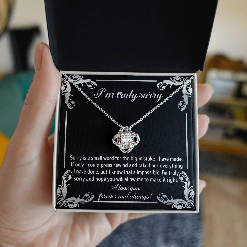 Gift for Girlfriend, Wife-Sorry, Make It Right-Love Knot Pendant Necklace - Mallard Moon Gift Shop