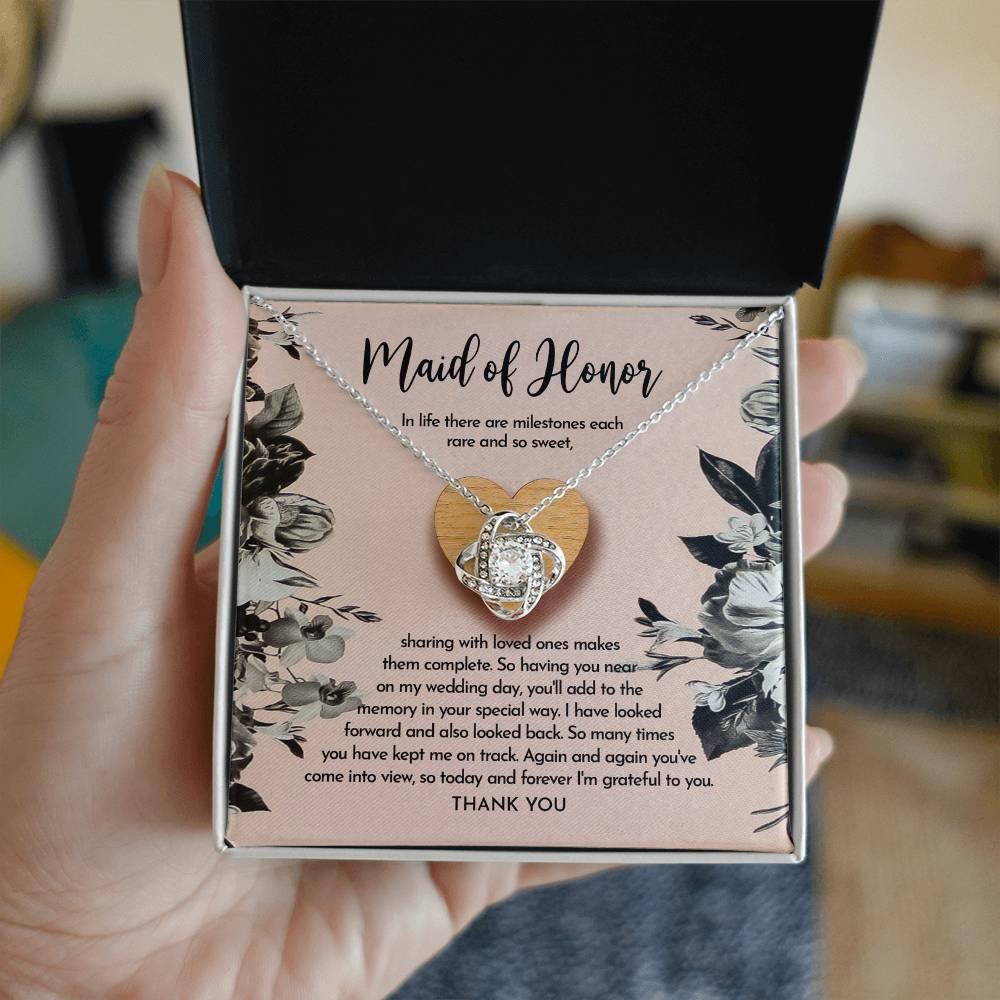 Maid of Honor Wedding Day Gift - My Wedding Day - Love Knot Pendant Necklace - Mallard Moon Gift Shop