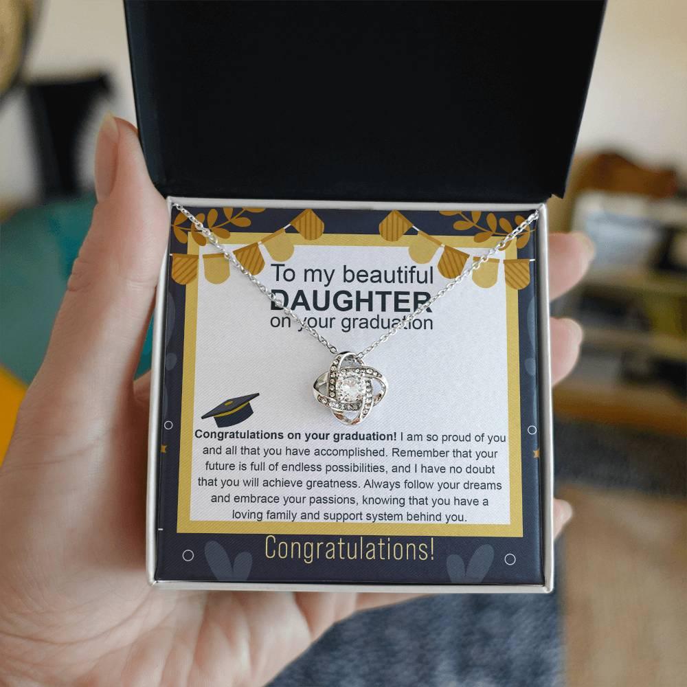 Daughter Graduation Gift Follow Your Dreams Congratulations Love Knot Necklace - Mallard Moon Gift Shop