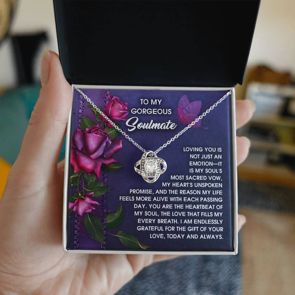 Romantic Anniversary, Valentine's Day Gift for Soulmate, Wife, Girlfriend - Unspoken Promise - Love Knot Pendant Necklace - Mallard Moon Gift Shop