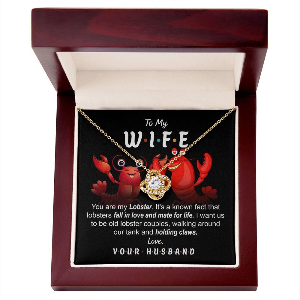 To My Wife - Old Lobster Couples Love Knot Pendant Necklace - Mallard Moon Gift Shop