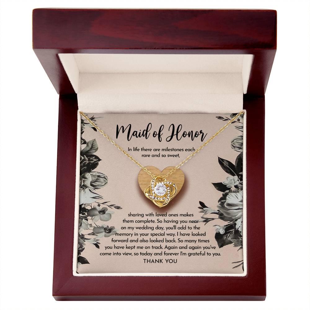 Maid of Honor Wedding Day Gift - My Wedding Day - Love Knot Pendant Necklace - Mallard Moon Gift Shop