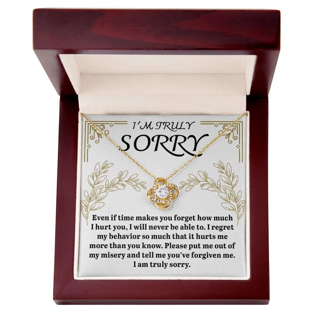 Apology Gift for Girlfriend, Wife, Soulmate - Sorry, It Hurts Me - Love Knot Pendant Necklace - Mallard Moon Gift Shop
