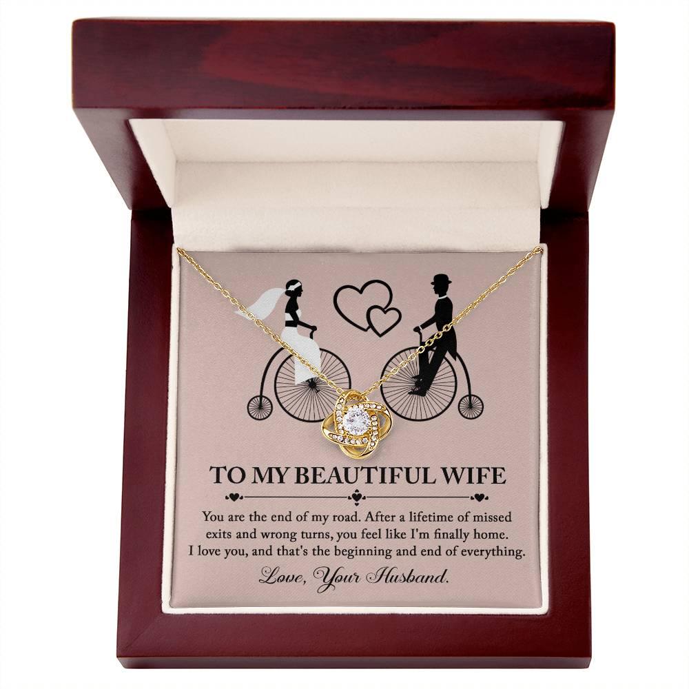 Wife Wedding Day Gift - I'm Finally Home Love Knot Pendant Necklace - Mallard Moon Gift Shop