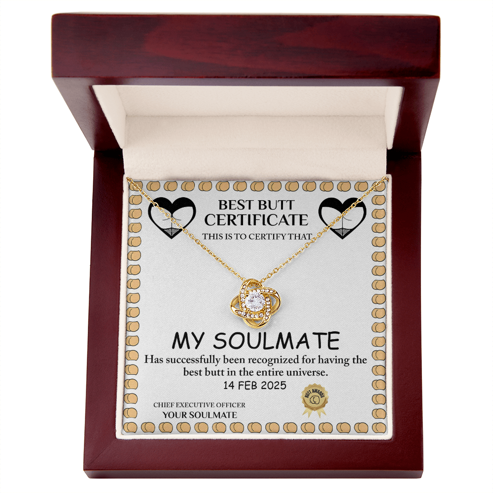 Best Butt & Endless Love Certified! Funny Love Knot Necklace Valentine's Day Gift