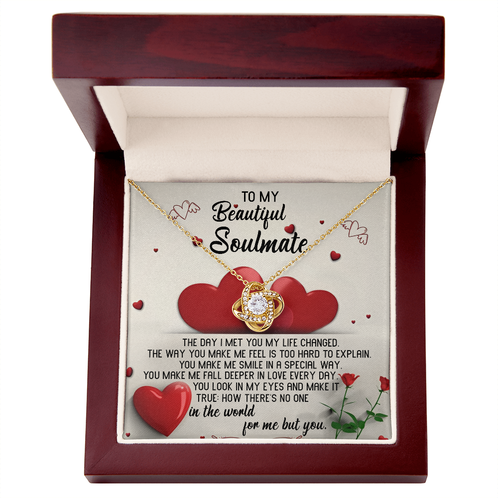 To My Beautiful Soulmate - Heartfelt Love Knot Necklace with Message Card for Valentine’s Day, Anniversary, or Special Occasions - Mallard Moon Gift Shop