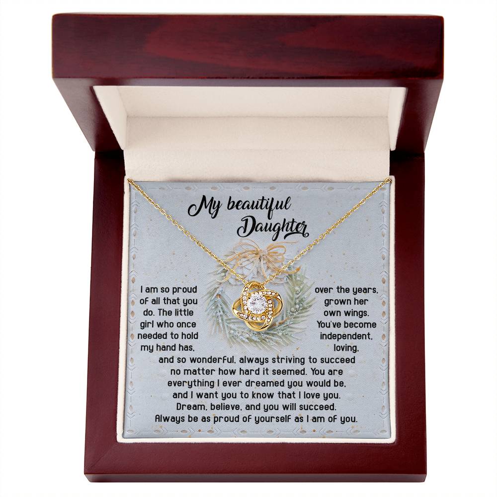 Gift for Daughter - Proud Of Yourself - Love Knot Pendant Necklace - Mallard Moon Gift Shop