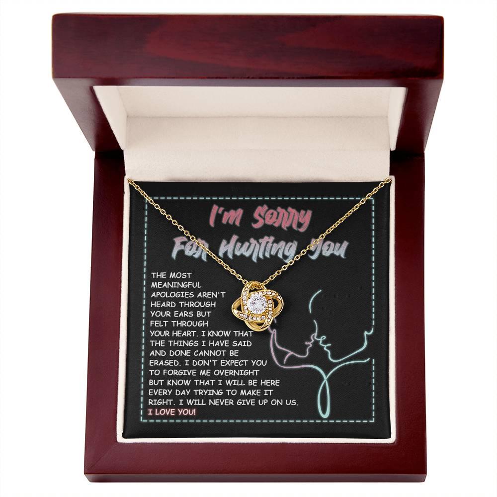 Apology Gift for Girlfriend, Wife, Soulmate - Sorry, Never Give Up -Love Knot Pendant Necklace - Mallard Moon Gift Shop