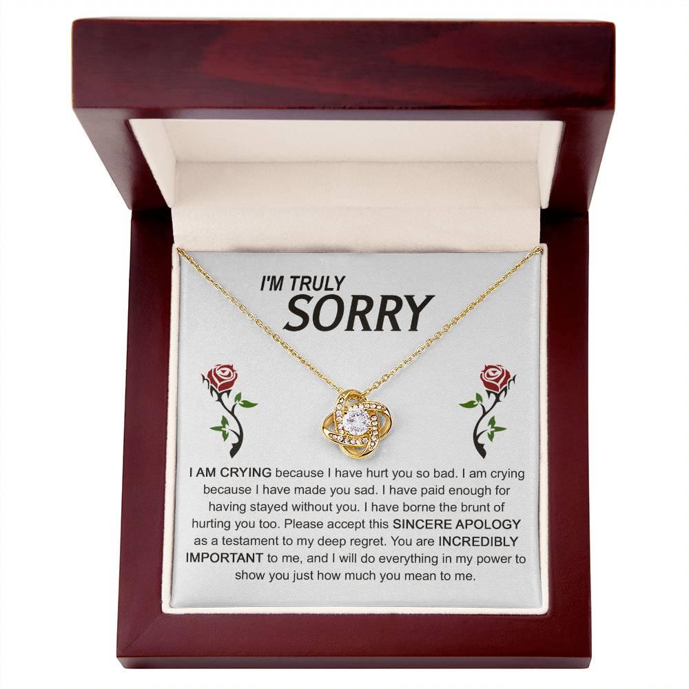 Apology Gift for Girlfriend, Wife, Soulmate - Sorry, Made You Sad - Love Knot Pendant Necklace - Mallard Moon Gift Shop