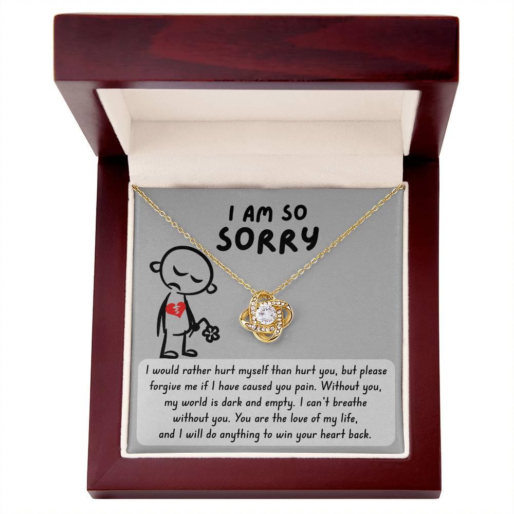 Apology Gift for Girlfriend, Wife, Soulmate - Sorry, Dark And Empty - Love Knot Pendant Necklace - Mallard Moon Gift Shop